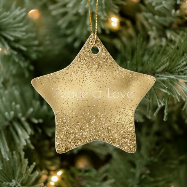 Gold Glam Glitzy Sparkle Glitter Ceramic Ornament (Tree)