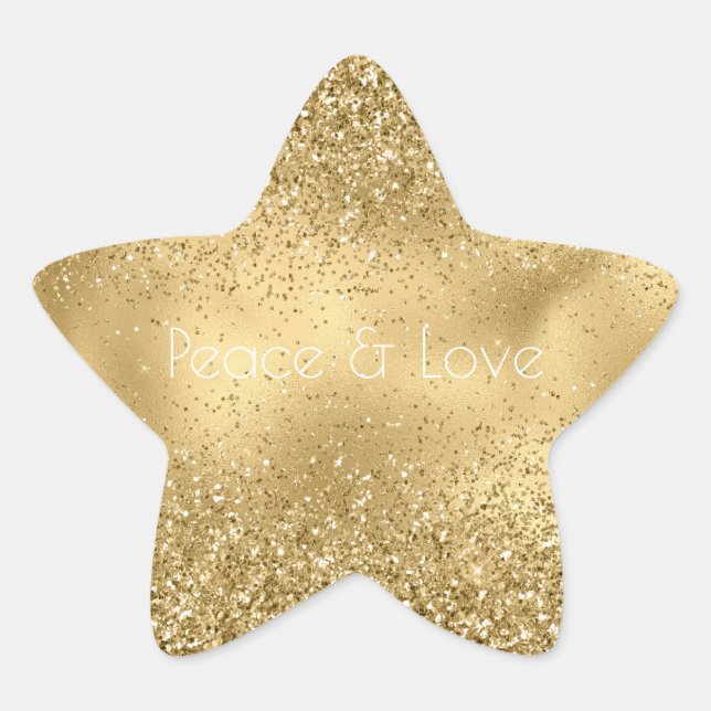 Gold Glam Glitzy Sparkle Glitter   Star Sticker (Front)