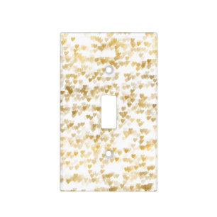 Gold Glam Hearts Bokeh Light Switch Cover
