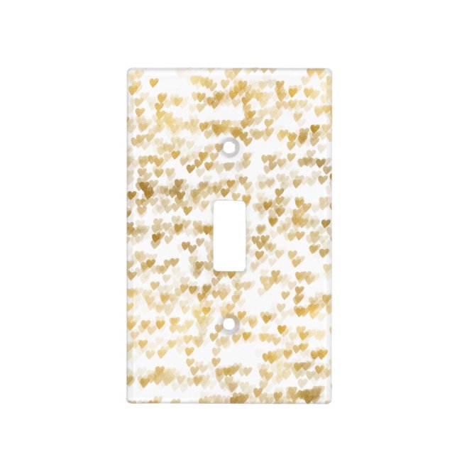 Gold Glam Hearts Bokeh Light Switch Cover (Front)