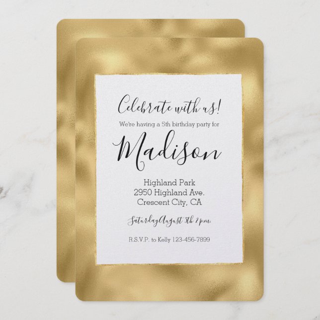 Gold Glam Invitation (Front/Back)
