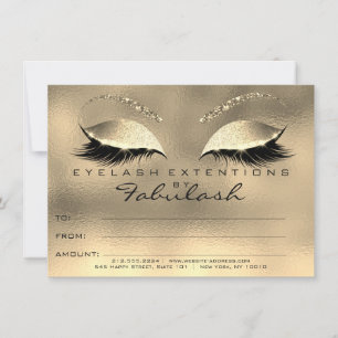 Gold Glam Lashes Extension Makeup Certificate Gift
