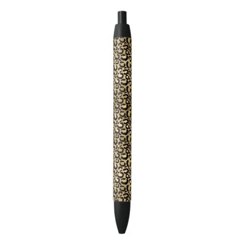 Gold Glam Leopard Print Black Ink Pen
