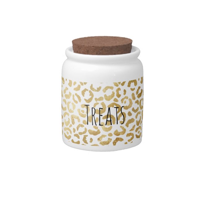 Gold Glam Leopard Print   Candy Jar (Front)