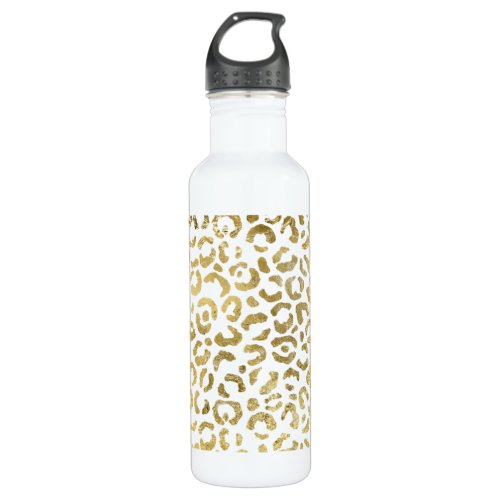 Gold Glam Leopard Print Stainless Steel Water Bottle