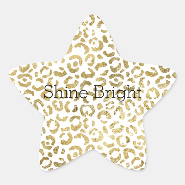 Gold Glam Leopard Print Star Sticker (Front)