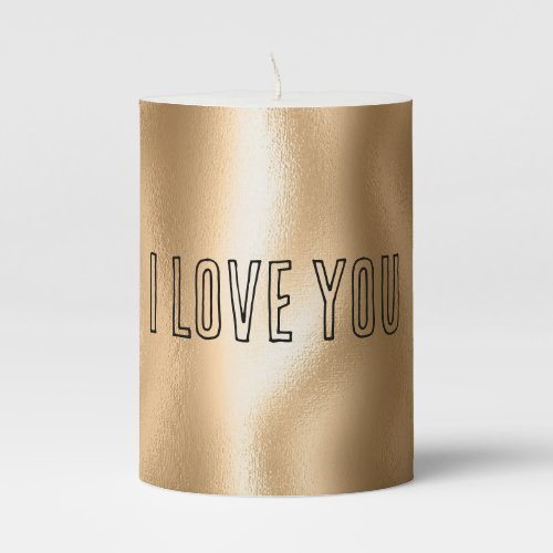 Gold Glam Love Pillar Candle