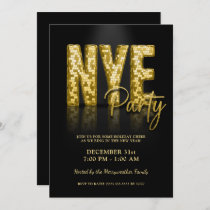 Gold Glam New Years Eve Party Disco Invitation