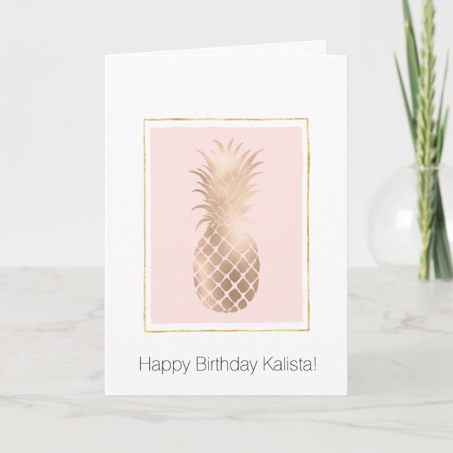 Gold Glam Pineapple Birthday Card (Front)