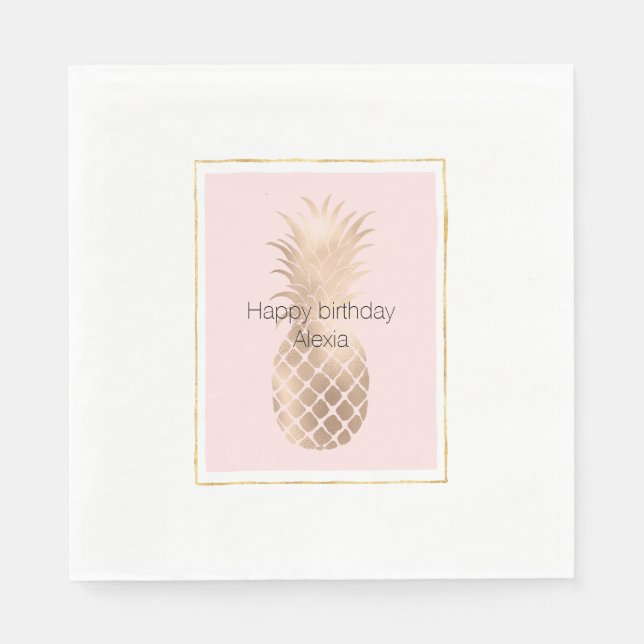 Gold Glam Pineapple Napkins (Front)