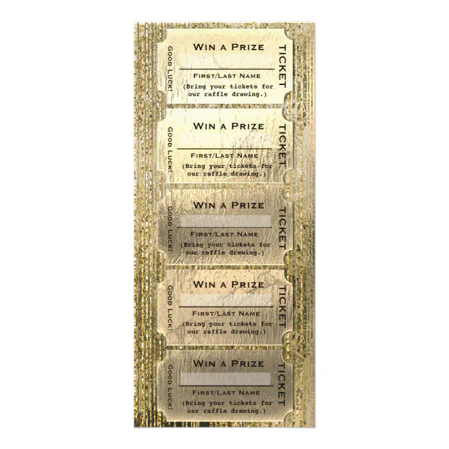 Racked Raffle Gold Glam Raffle Tickets Rack Card | Zazzle