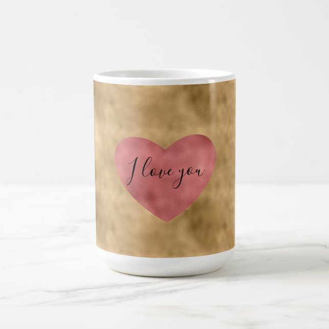 Gold Glam Red Heart Love Coffee Mug (Center)