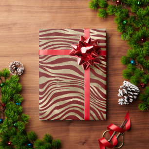 Gold Glam Red Zebra Print   Wrapping Paper