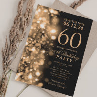  Gold Glam Save The Date 60th Birthday Party