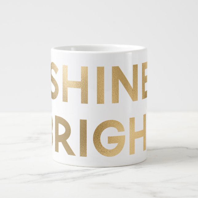 Gold Glam Shine Bright Christmas Giant Coffee Mug (Front)