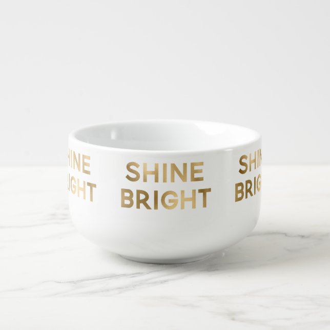 Gold Glam Shine Bright Christmas Soup Mug (Front)