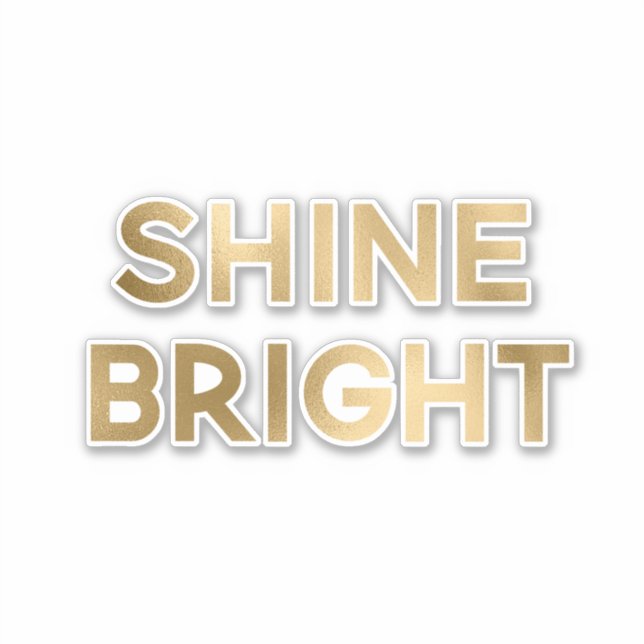 Gold Glam Shine Bright Christmas Sticker (Front)