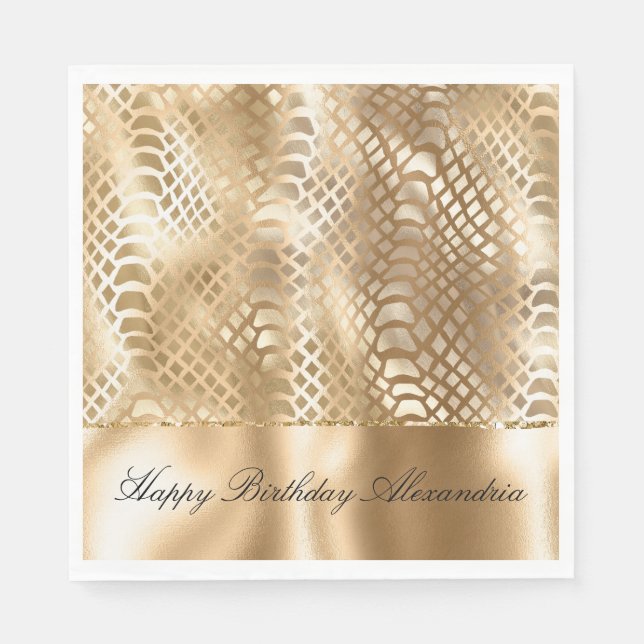 Gold Glam Snake Skin Napkins (Front)
