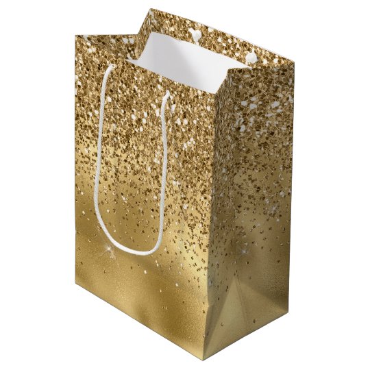 Gold Glam Sparkle Faux Glitter Medium Gift Bag