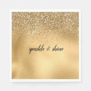 Gold Glam Sparkle Faux Glitter Napkins