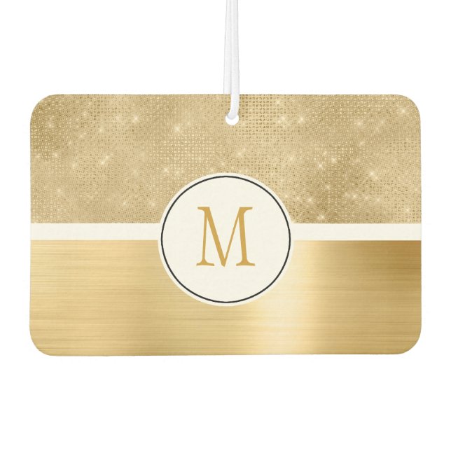 Gold Glam Sparkle Monogram Air Freshener (Front)