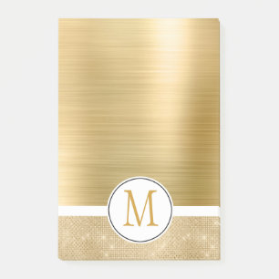 Gold Glam Sparkle Monogram Post-it Notes
