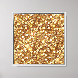 Gold Glam Sparkle Stars Canvas Print