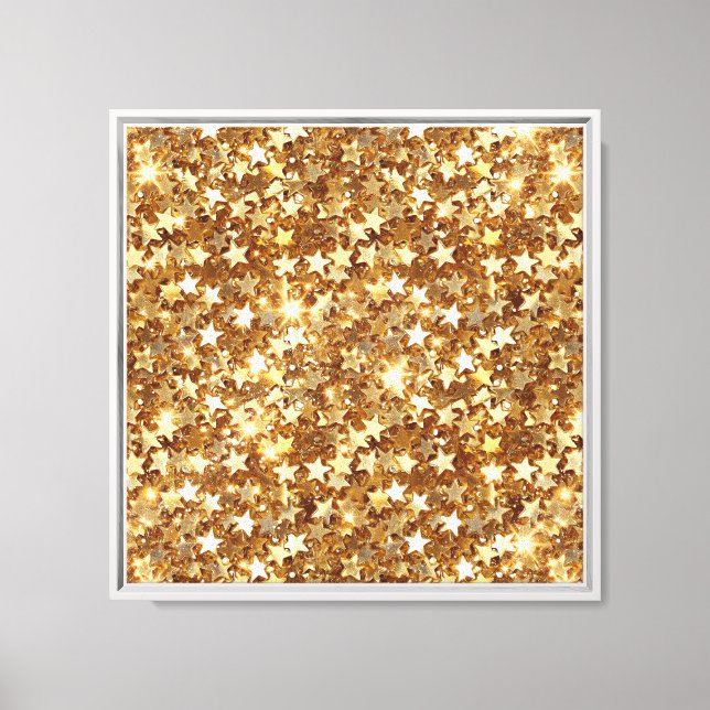 Gold Glam Sparkle Stars Canvas Print (Front)