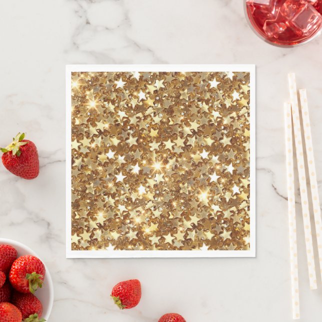 Gold Glam Sparkle Stars Napkins (Insitu)
