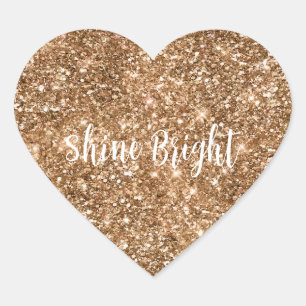 Gold Glam Sparkling Glitter      Heart Sticker
