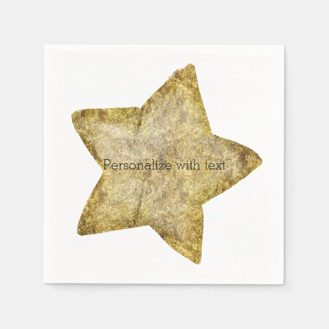 Gold Glam Star Paper Napkins (Front)