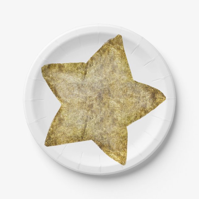 Gold Glam Star Paper Plates (Front)