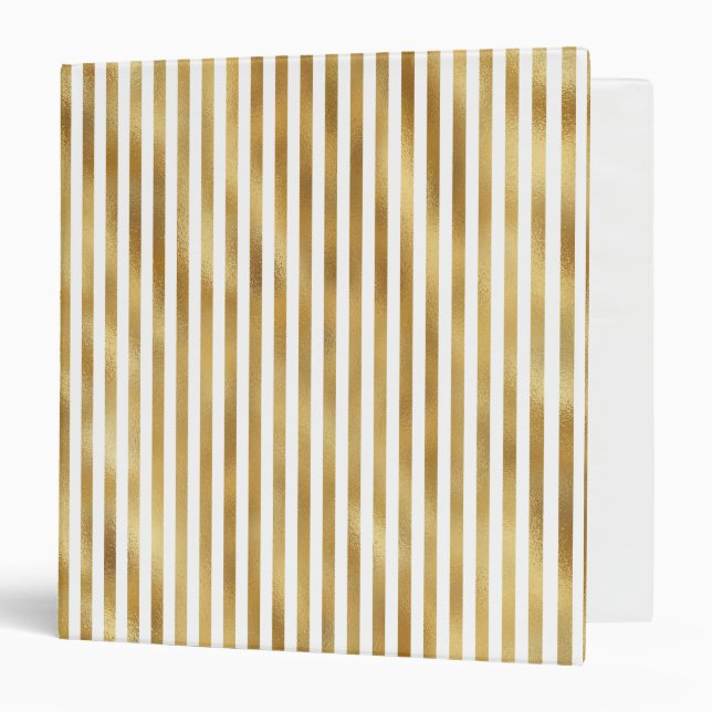 Gold Glam Stripes 3 Ring Binder (Front/Inside)