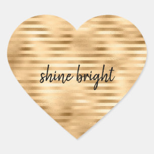 Gold Glam Stripes personalized Heart Sticker