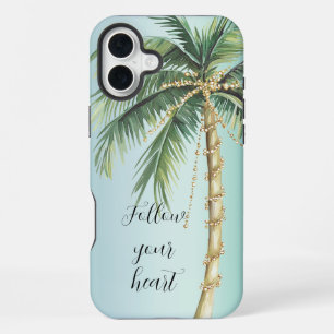 Gold Glam Tropical Palm Tree iPhone 16 Plus Case