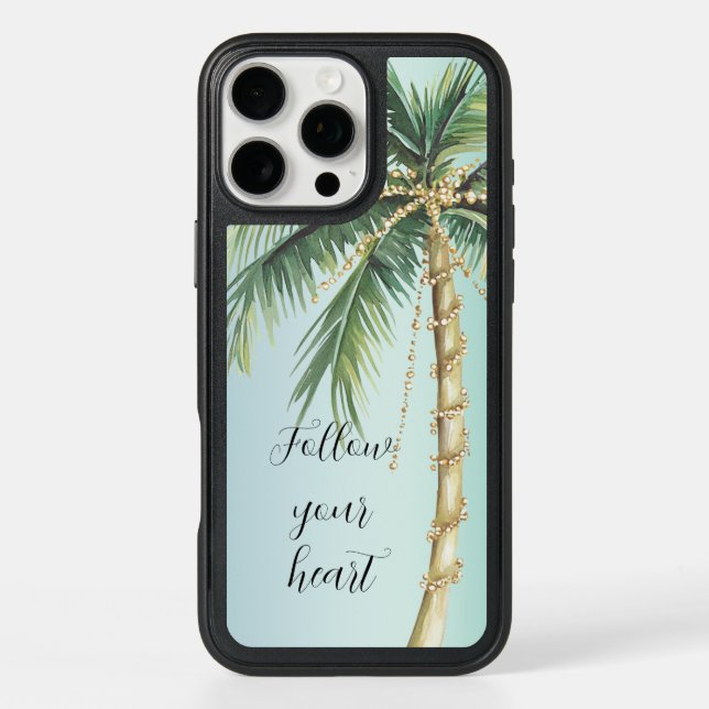Gold Glam Tropical Palm Tree Otterbox iPhone Case (Back)