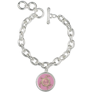 Gold Glam Turtle Monogram Silver Plated Necklace Bracelet
