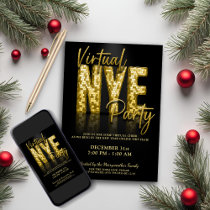 Gold Glam Virtual New Years Eve Party Invitation