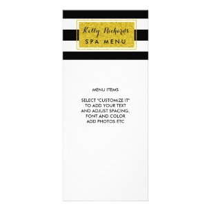 Gold Glamor Black White Stripes Salon Menu