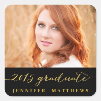 Gold Glamor Handwriting | Photo Graduation Sticker