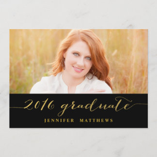 Gold Glamor Photo 2016 Graduation Party Invitation