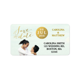 Gold Glamor Photo | Save the Date Address Label