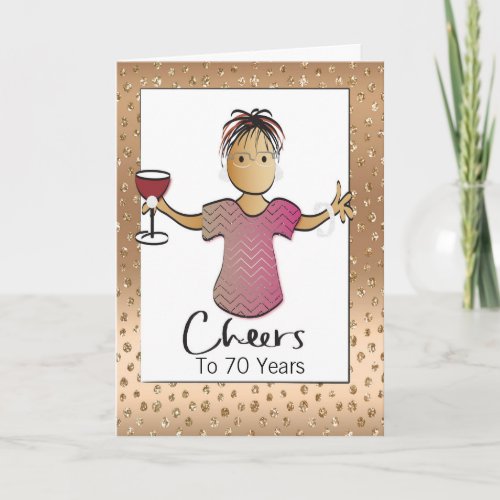 Gold Glamorous 70th Birthday Card for Her