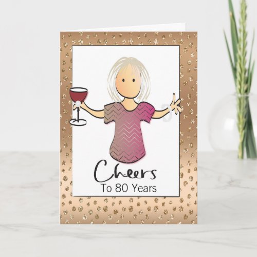 Gold Glamorous 80th Birthday Card for Her