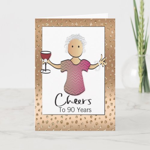 Gold Glamorous 90th Birthday Card for Her