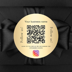 Gold glamorous business qr code instagram classic round sticker