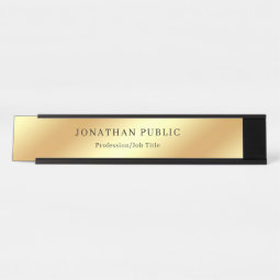 Gold Glamorous Template Modern Elegant Design Desk Name Plate | Zazzle