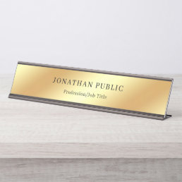 Gold Glamorous Template Modern Elegant Design Desk Name Plate