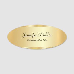 Gold Glamour Elegant Script Personalized Template Name Tag