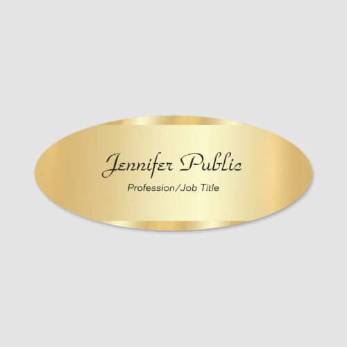 Gold Glamour Elegant Script Personalized Template Name Tag